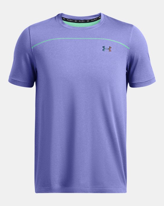 男士UA Vanish Elite Seamless Wordmark短袖T恤 in Purple image number 3